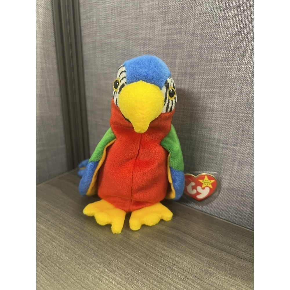 Ty 4197 Beanie‎ Baby Jabber The Parrot Tropical Bird Free Shipping New With Tags